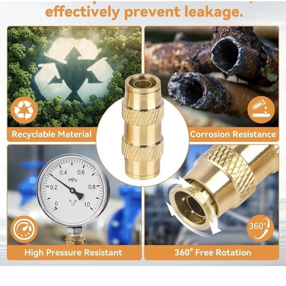 27 Piece Brass DOT Air Line Fittings Kit Push Lock Quick Connect 1/4" 3/8" 1/2" - Picture 6 of 10